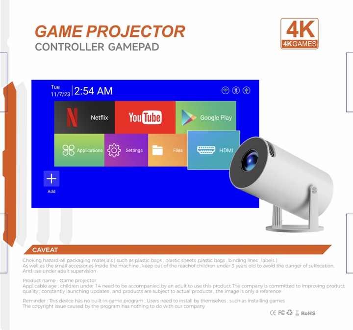 2.4G Wireless Game Projector